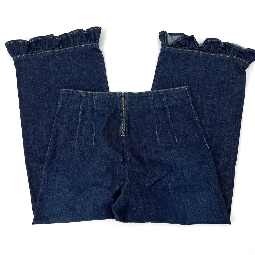 Maeve Anthropologie The Colette Ruffle Hem Wide Leg Stretch Jeans Sz 29 Preowned - Picture 3 of 11